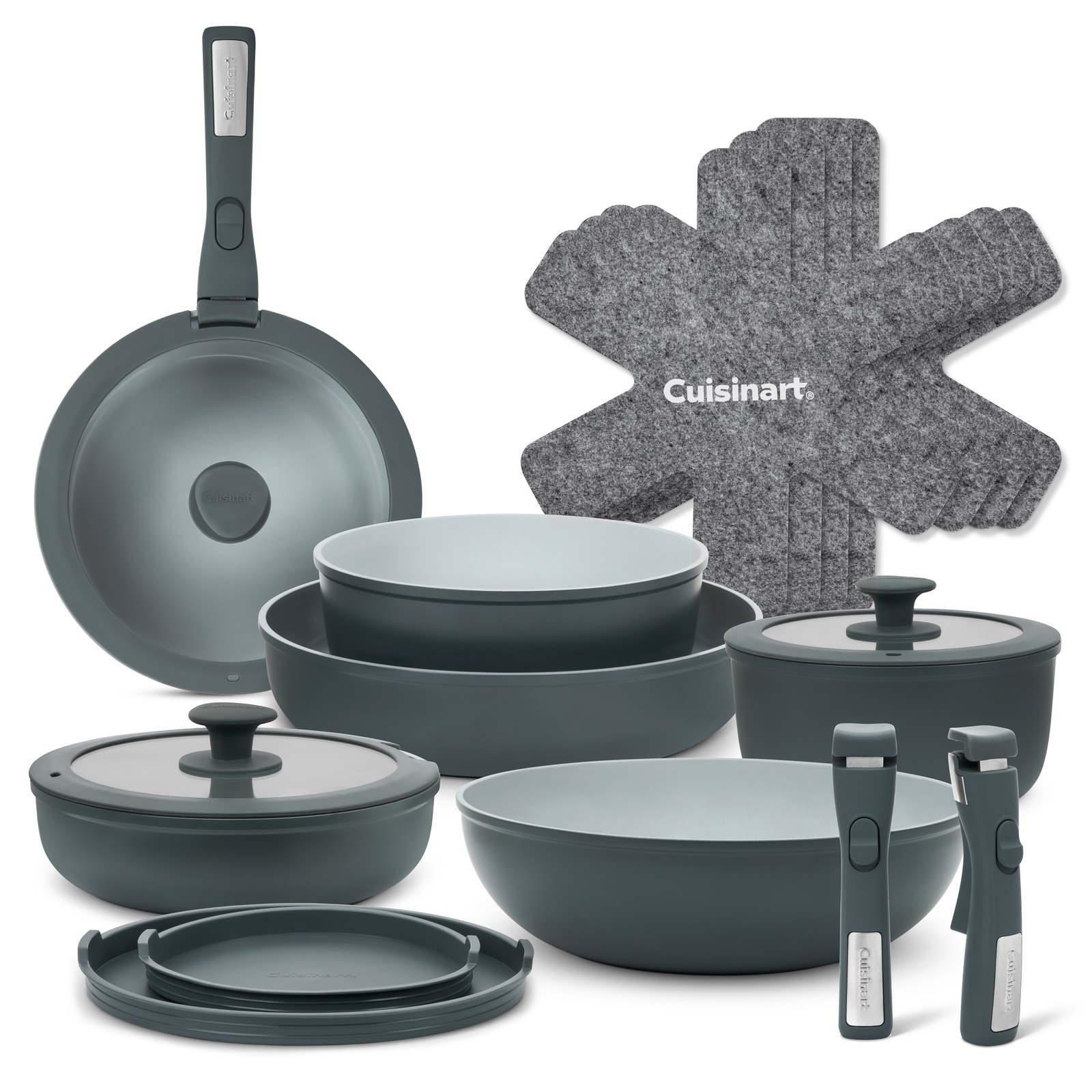ClickSmart 18-Piece Denim Blue Cookware Set