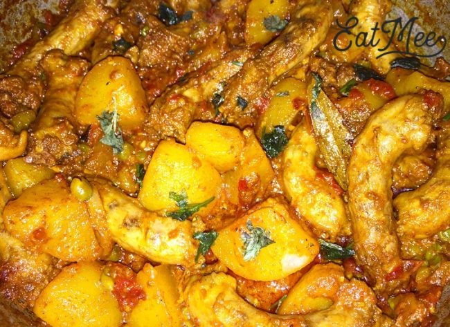 Chicken Necks With Potatoes And Peas Curry