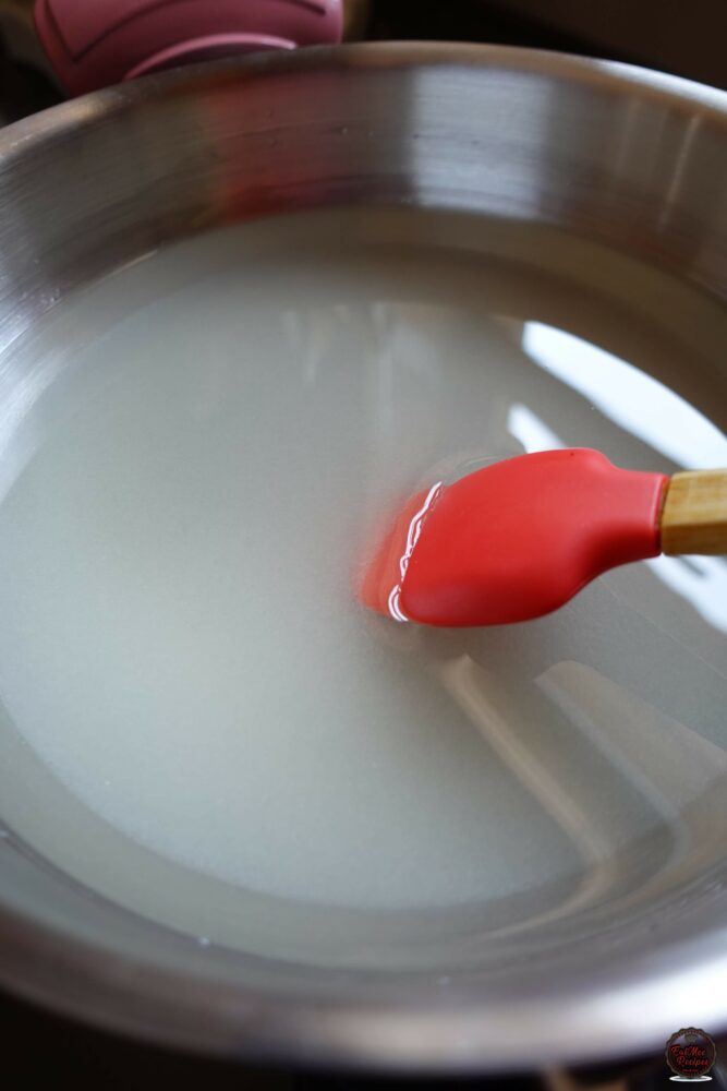 Stir on medium heat until the sugar dissolves.