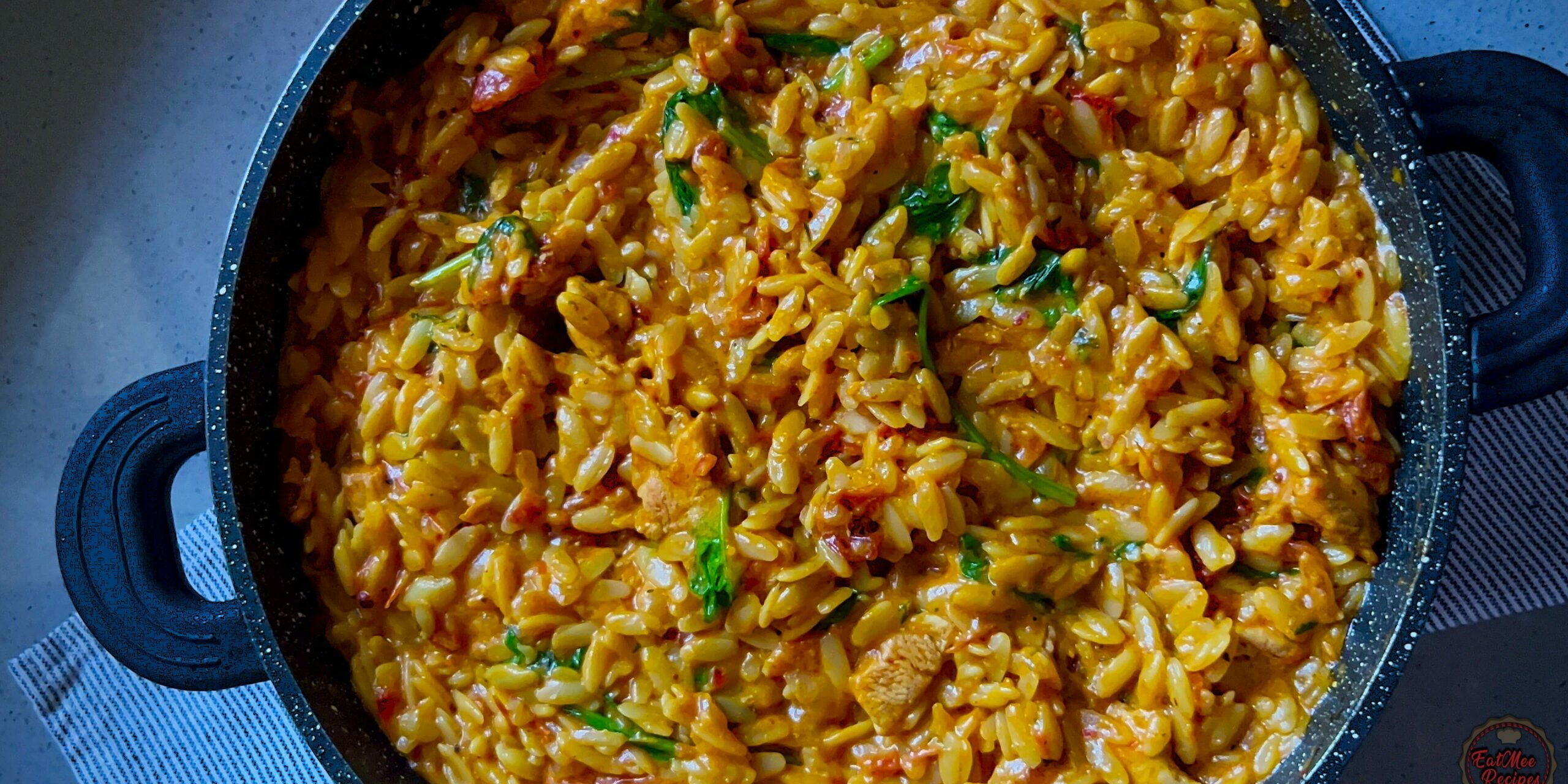 Chicken, Spinach & Sundried Tomato Orzo Try this easy and delicious Chicken Spinach & Sundried Tomato Orzo – a comforting dish full of vibrant flavors!