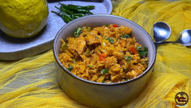 Nando’s-Style Spicy Rice & Chicken Strips (Instant Rice Cooker)